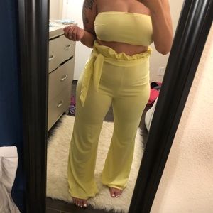 Tube top & high waisted pants